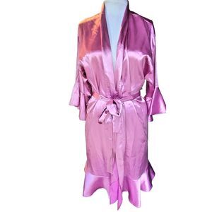 Pink Satin Ruffle Robe One Size "Laura"